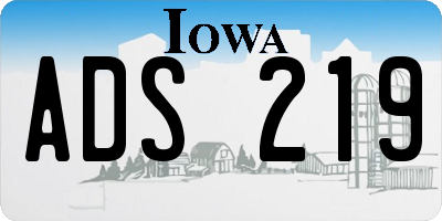 IA license plate ADS219