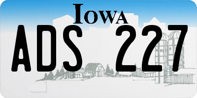 IA license plate ADS227