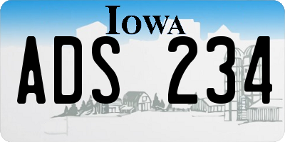 IA license plate ADS234