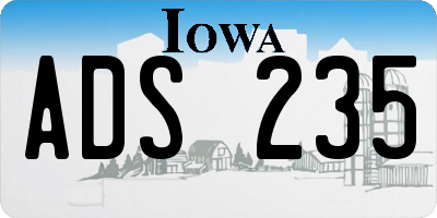 IA license plate ADS235