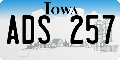 IA license plate ADS257