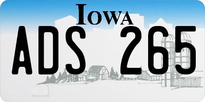 IA license plate ADS265