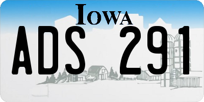 IA license plate ADS291