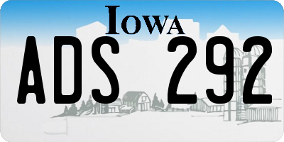 IA license plate ADS292