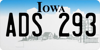 IA license plate ADS293