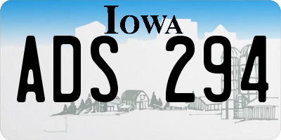 IA license plate ADS294