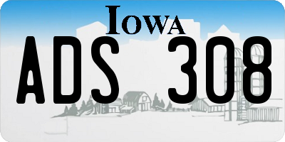 IA license plate ADS308