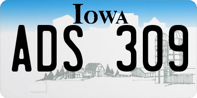 IA license plate ADS309