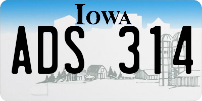 IA license plate ADS314