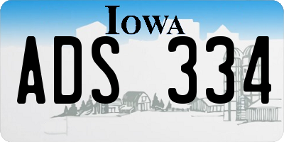 IA license plate ADS334