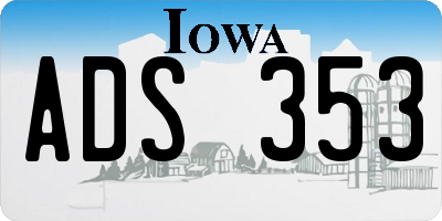 IA license plate ADS353