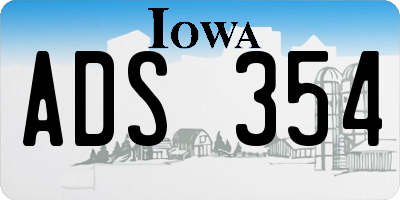 IA license plate ADS354