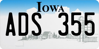 IA license plate ADS355
