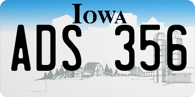IA license plate ADS356