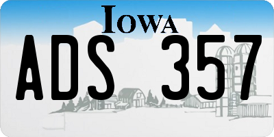 IA license plate ADS357