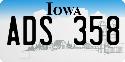 IA license plate ADS358
