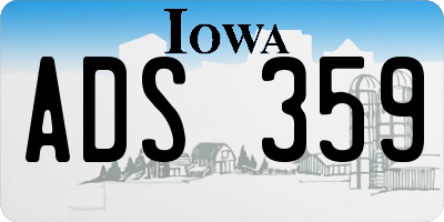 IA license plate ADS359