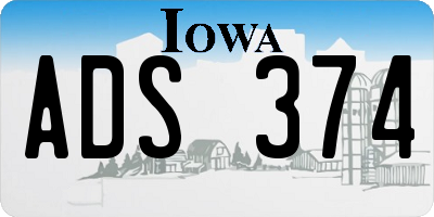 IA license plate ADS374