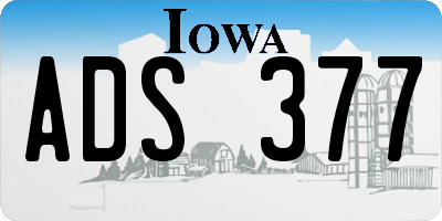 IA license plate ADS377