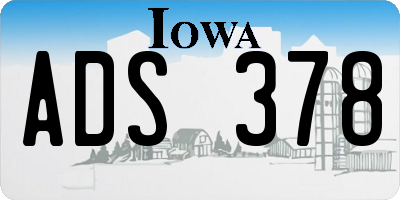 IA license plate ADS378