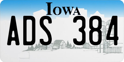 IA license plate ADS384
