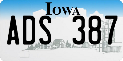 IA license plate ADS387
