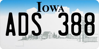 IA license plate ADS388