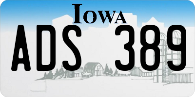 IA license plate ADS389