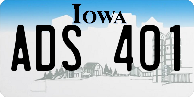 IA license plate ADS401