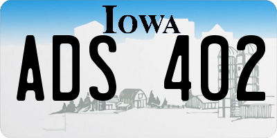 IA license plate ADS402