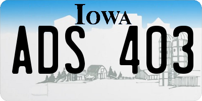 IA license plate ADS403