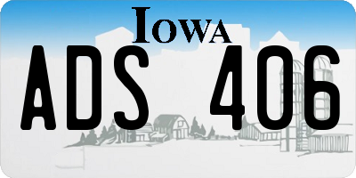 IA license plate ADS406