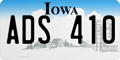 IA license plate ADS410