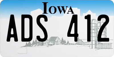 IA license plate ADS412