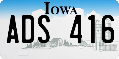 IA license plate ADS416