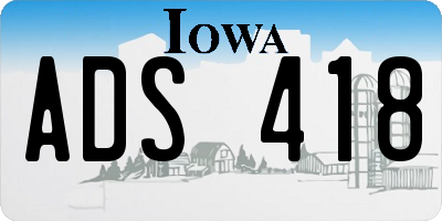 IA license plate ADS418