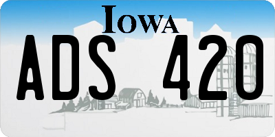 IA license plate ADS420