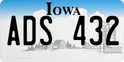 IA license plate ADS432
