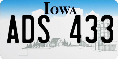 IA license plate ADS433