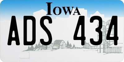 IA license plate ADS434