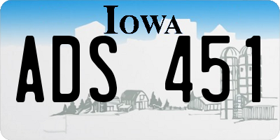 IA license plate ADS451