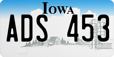 IA license plate ADS453