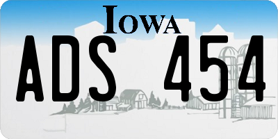 IA license plate ADS454