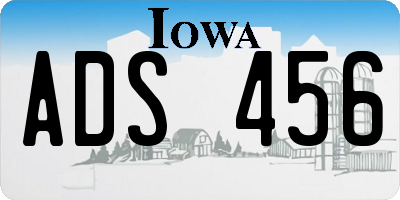 IA license plate ADS456