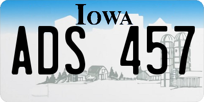 IA license plate ADS457