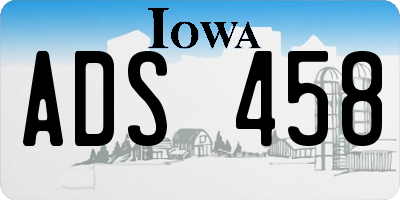 IA license plate ADS458