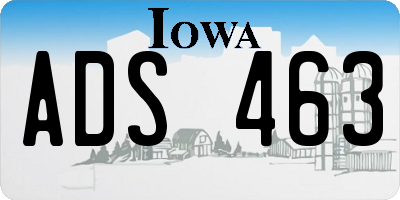 IA license plate ADS463