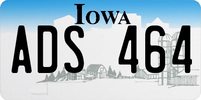 IA license plate ADS464