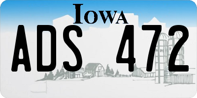 IA license plate ADS472