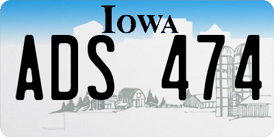 IA license plate ADS474